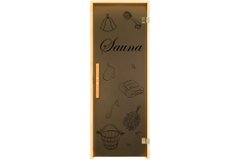 Дверь для бани и сауны Tesli Сауна RS 1900 х 700, для бани и сауны, 70/190, стеклянная, с рисунком