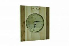 Термогигрометр Greus сосна/кедр 16х14,5 для бани и сауны