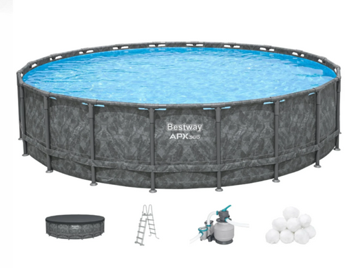 Каркасний басейн Bestway Grey 561JZ (671х132 см) з піщаним фільтром, тентом та драбиною