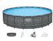 Каркасний басейн Bestway Grey 561JZ (671х132 см) з піщаним фільтром, тентом та драбиною