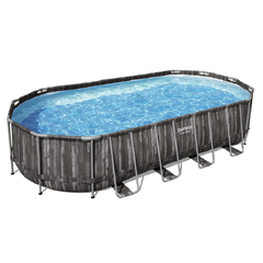 Каркасний басейн Bestway Wood Style 5611T (732х366х122 см) з картриджним фільтром, сходами та тентом