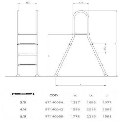 Сходи для наземних басейнів для басейну Hayward (3 сходинки), AISI-304
