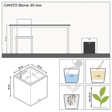 Вазон CANTO Stone 40 low графитовый черный