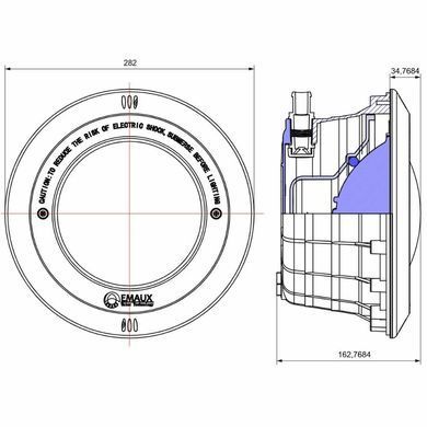 Корпус прожектора Emaux PAR56 NP300-S (без лампи) S/S накладка, латунні вставки