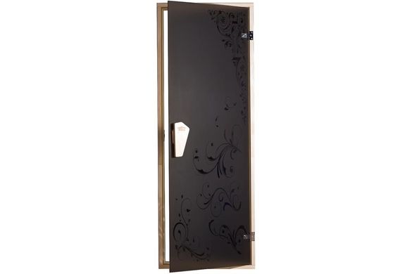 Двери для бани и сауны Tesli Горгона 1900 х 700, 70/190, стеклянная, с рисунком, с порогом, универсальня, 8 мм