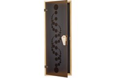 Двері для лазні та сауни Tesli Вальс 1900 х 700, 70/190, скляна, з малюнком, з порогом, универсальня, 8 мм
