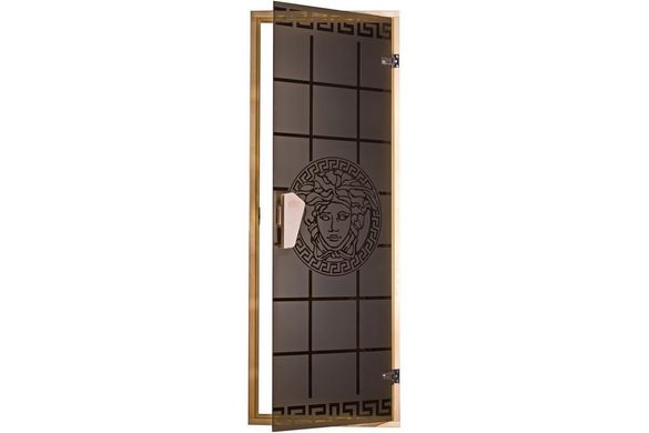 Двери для бани и сауны Tesli Горгона 1900 х 700, 70/190, стеклянная, с рисунком, с порогом, универсальня, 8 мм