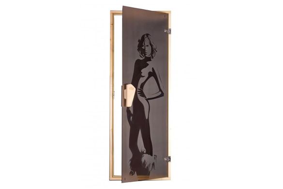 Двері для лазні та сауни Tesli Мрія 1900 х 700, 70/190, скляна, з малюнком, з порогом, универсальня, 8 мм