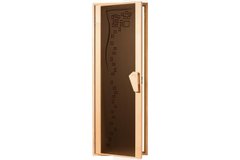 Двері для лазні та сауни Tesli Сomfort 2050х800, 80/205, скляна, з малюнком, з порогом, универсальня, 6 мм