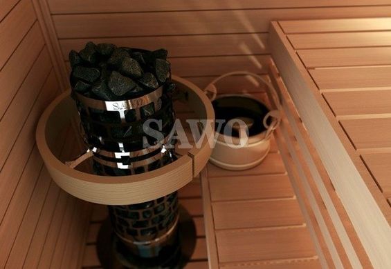 Электрокаменка для бани и сауны Sawo Aries Tower Round ARI3-90NS ( 9 кВт, до 14 м3, с выносным пультом)