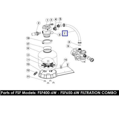 Шланг подключения фильтрационной установки Emaux с муфтами FSF450 89032201