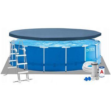 Каркасный бассейн Intex 28242 (457х122 см) с картриджным фильтром, стремянкой, подкладкой и тентом